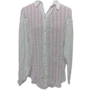 Free People Women’s White Long Sleeve Blouse Size Large